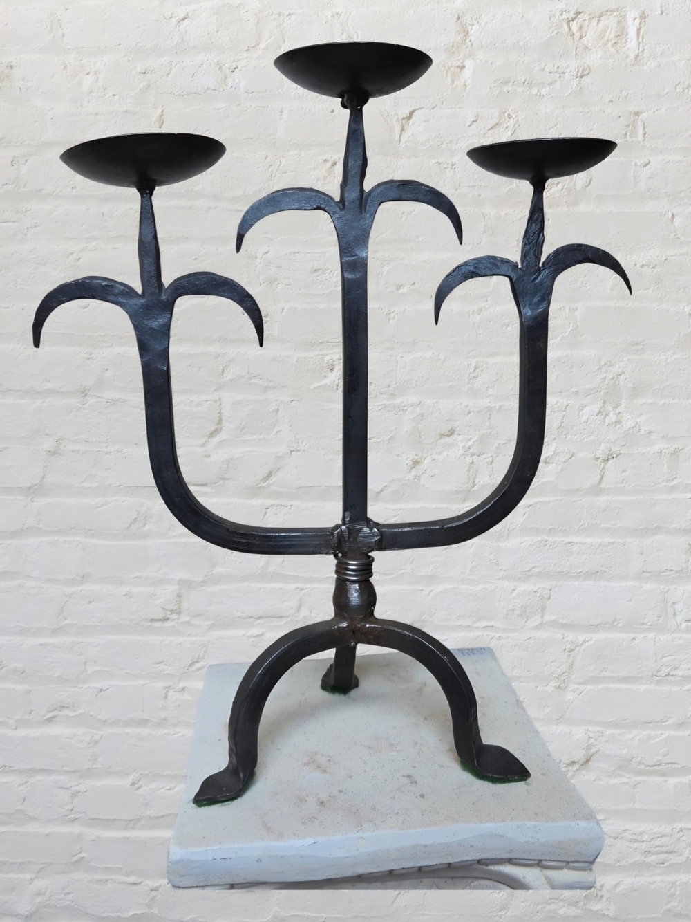 Gothic Hand-Forged Vintage Cast Iron Candlabras Set Of 2